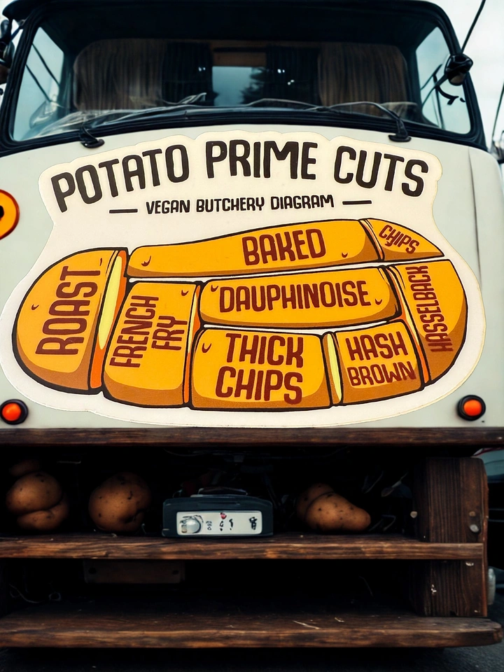 Cloud Kitchens & Food Trucks creative ad: Potato cuts as butchery diagram pun
