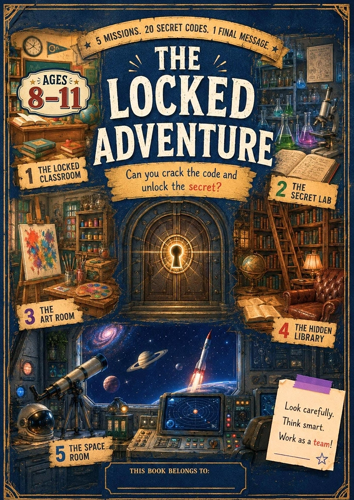 Escape Rooms creative ad: Children's adventure framed as puzzle map