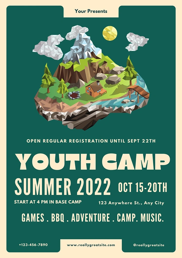 Summer Camps & Kids Activities creative ad: Miniature island adventure world
