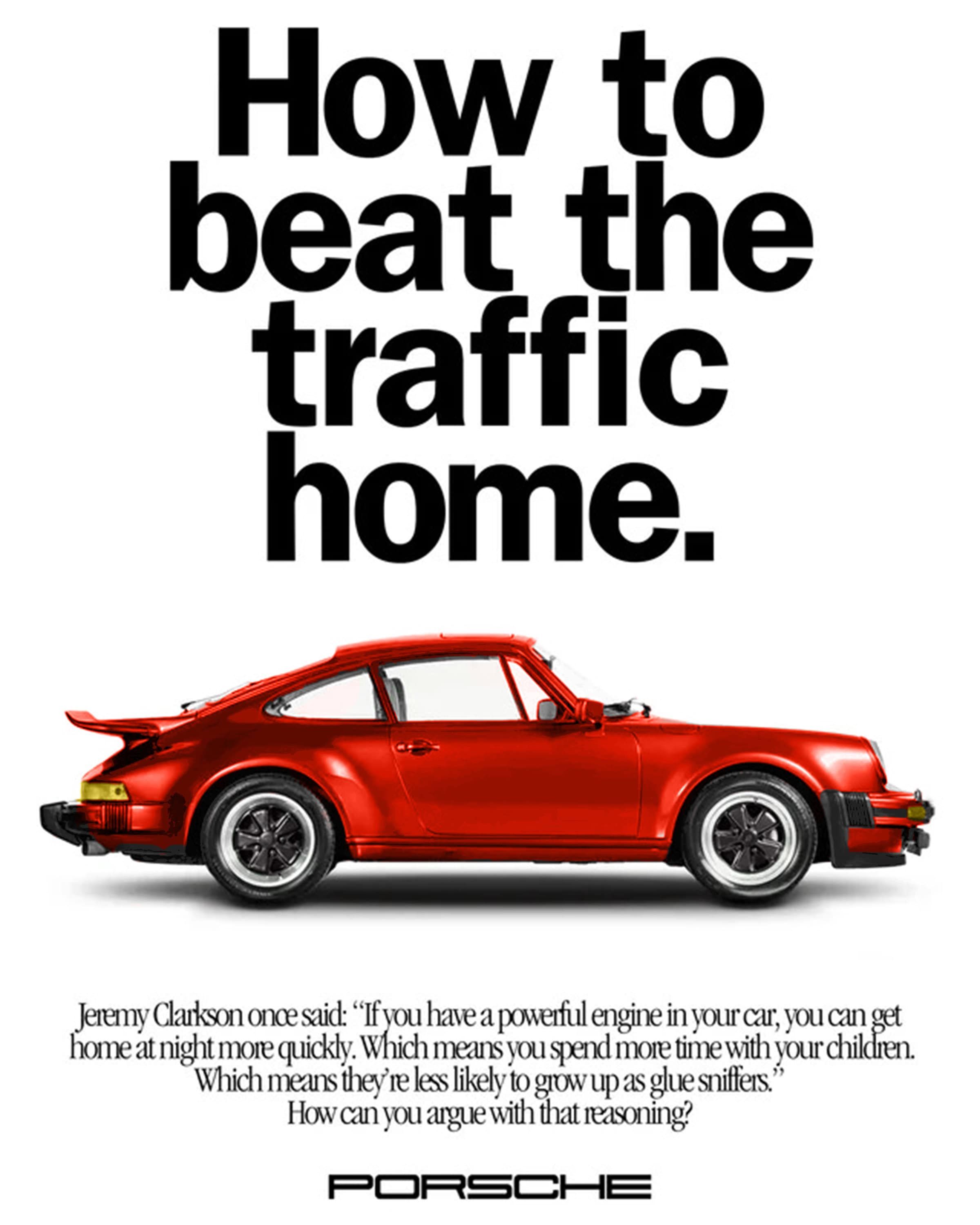 Poster: Red classic rear-engine sports coupe in side profile