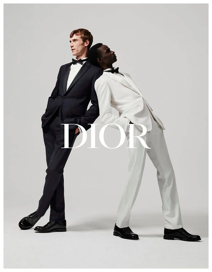 Men's Suits & Formal Wear creative ad: Dior black-and-white pairing concept