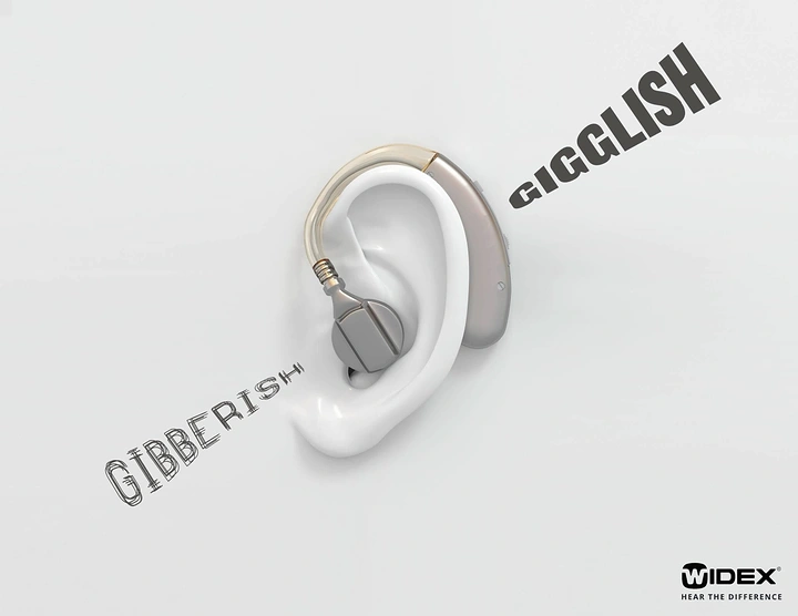 Hearing Aids creative ad: Gibberish becomes giggles through hearing aid