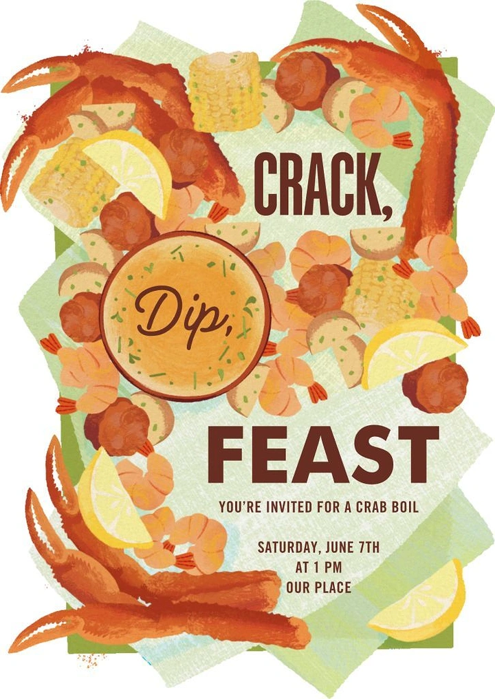 Seafood Restaurants creative ad: Crack-dip-feast pun with seafood frame
