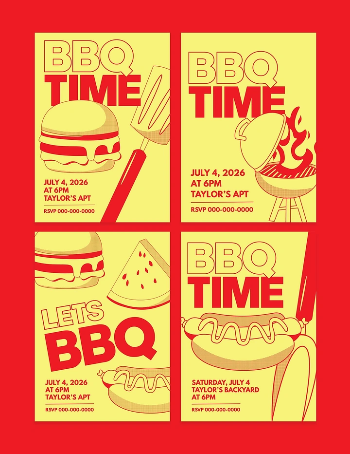 BBQ & Grill Restaurants creative ad: Graphic food icons build BBQ time