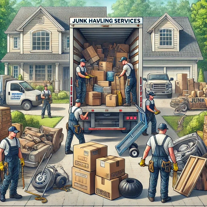 Junk Removal creative ad: House cutaway vividly explains removal service