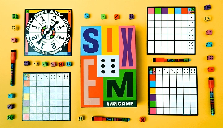 Board Games & Game Cafes creative ad: Game components construct the central typography