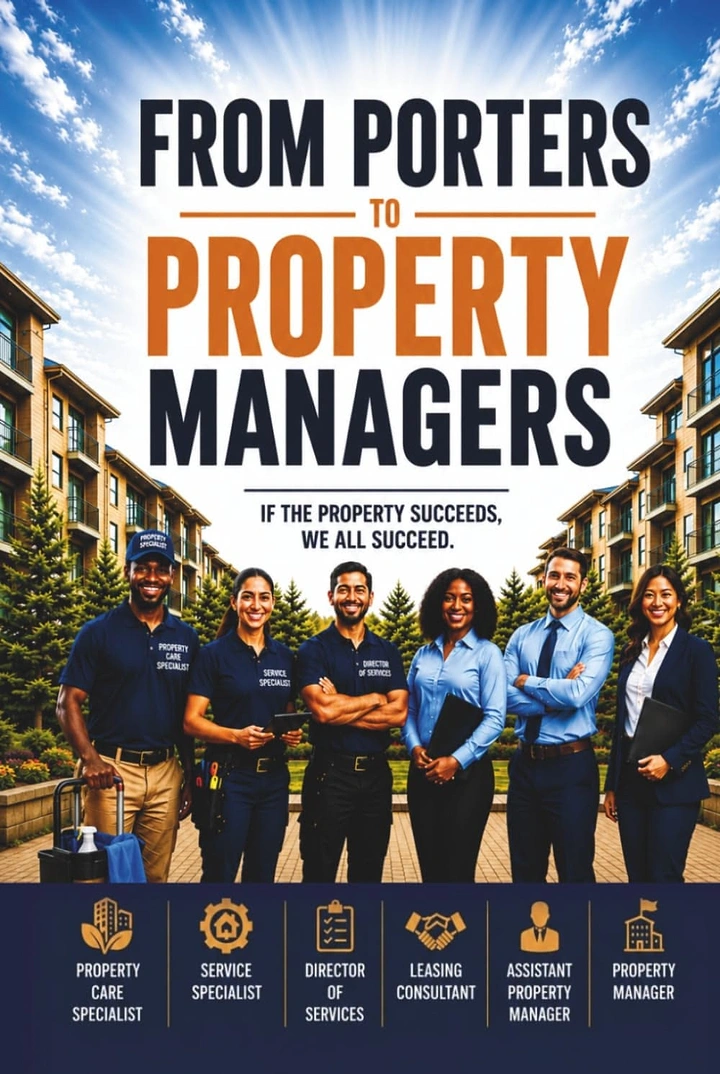 Property Management creative ad: Career-progression copy drives concept