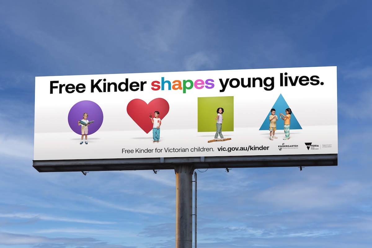 Banner: Geometric shapes drawn as children, clean pun