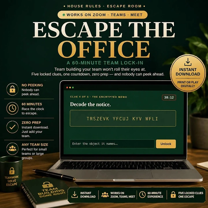 Escape Rooms creative ad: Office setting turns escape-room offer into premise