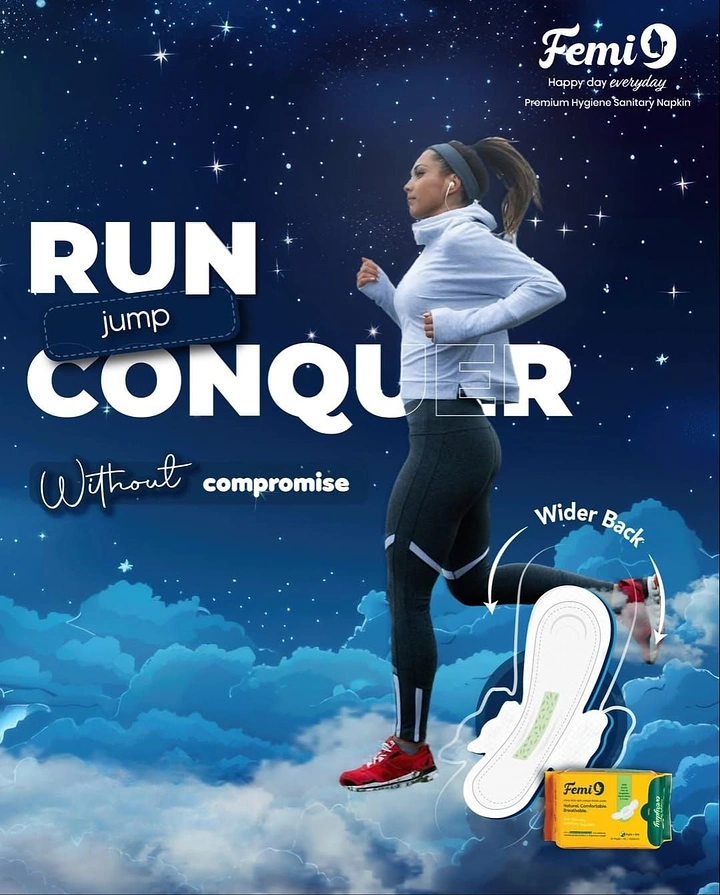 Period Care & Feminine Hygiene creative ad: Athlete conquers clouds with product