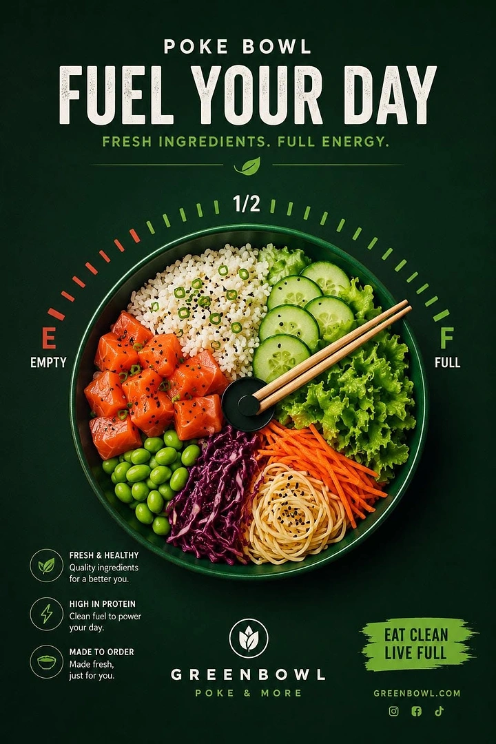 Salad Bars & Healthy Restaurants creative ad: Fuel gauge turns bowl into metaphor