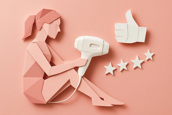 Laser Hair Removal Clinics creative ad: Paper-cut laser beauty scene