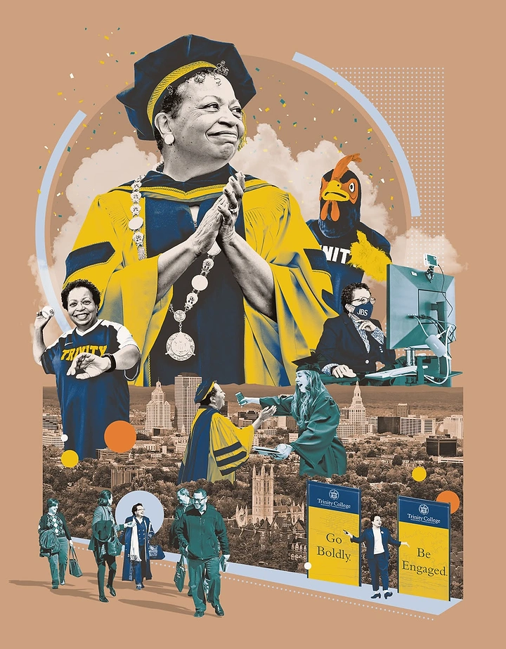 Universities & Colleges creative ad: Rich illustrated collage celebrates campus community