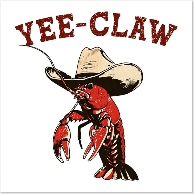 Seafood Restaurants creative ad: Yee-Claw cowboy crawfish wordplay