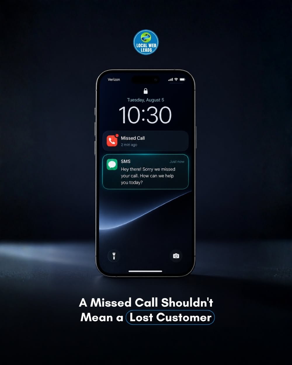 Instagram post: Missed-call visual metaphor for lead capture