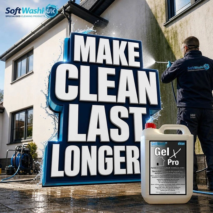 Pressure Washing creative ad: Oversized sign reinforces lasting-clean promise