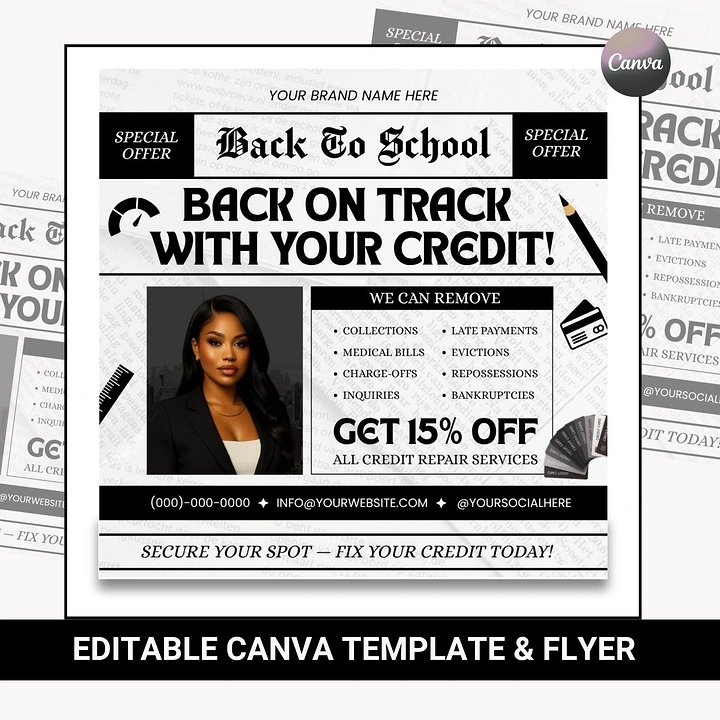 Credit Repair & Credit Score Services creative ad: Back-to-school credit repair concept