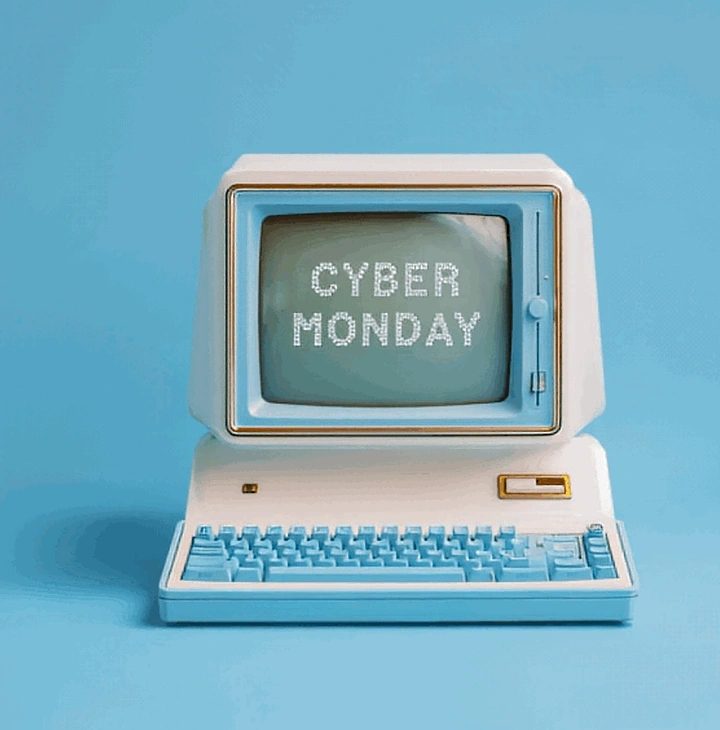 Cyber Monday creative ad: Retro pastel desktop computer