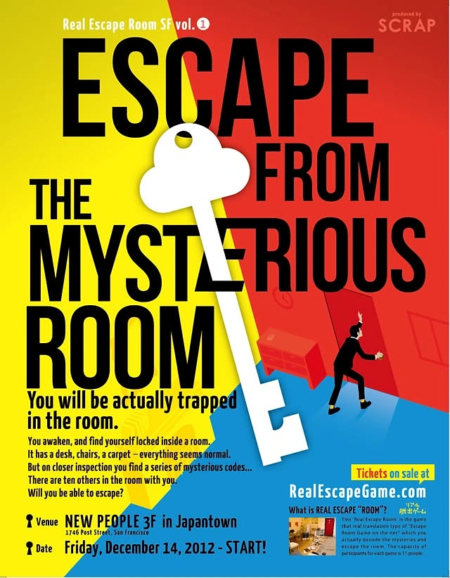 Escape Rooms creative ad: Bold poster sells literal escape adventure