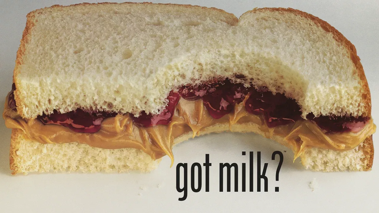 Banner: Bitten PB&J implies need for milk
