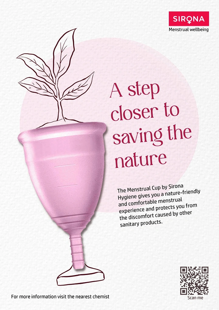 Period Care & Feminine Hygiene creative ad: Menstrual cup becomes nature-saving metaphor