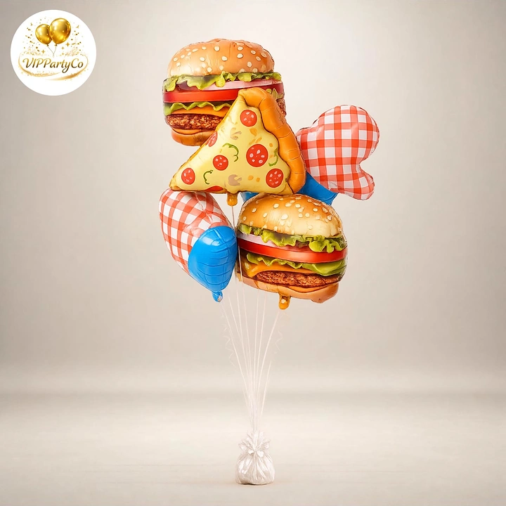 Balloon & Party Decorators creative ad: Food-shaped balloon bouquet concept