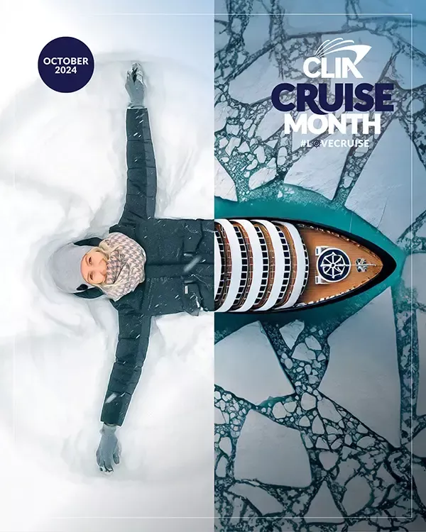 Instagram post: Split-world composition visualizes cruise month