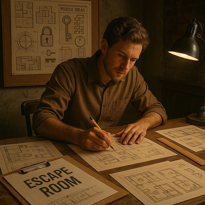 Escape Rooms creative ad: Escape-room puzzle investigation poster