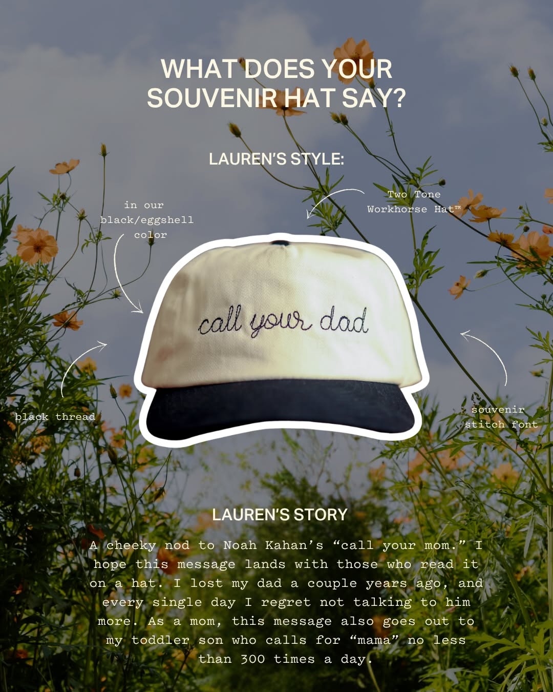 Father's Day Carousel: Two-tone cap embroidered with a script message, slide 1