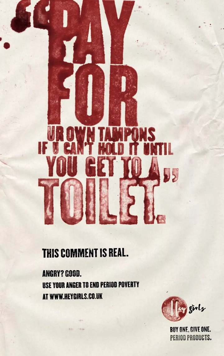 Period Care & Feminine Hygiene creative ad: Witty tampon-cost activism poster