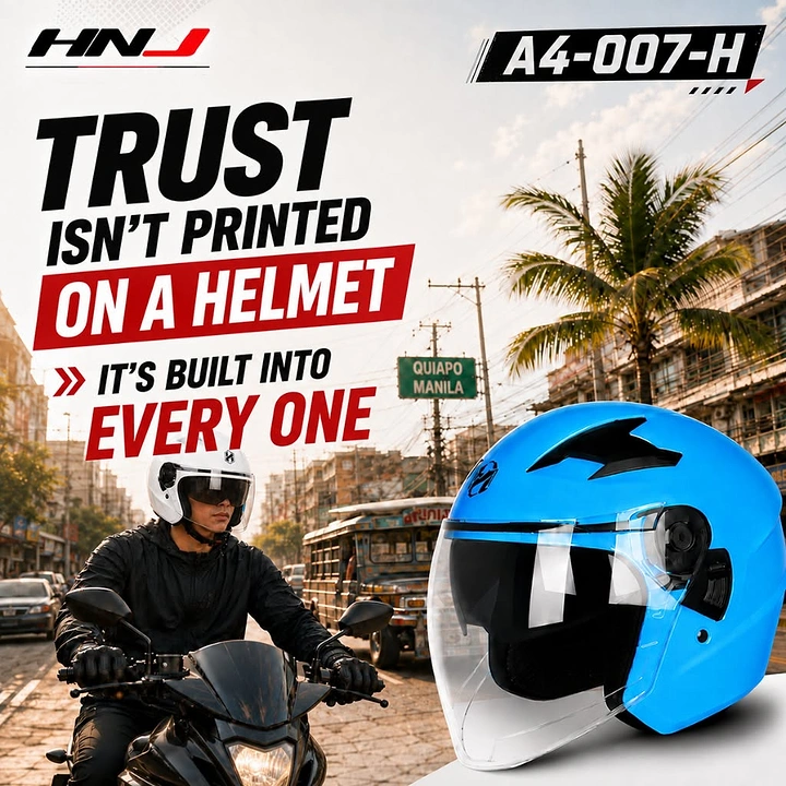 Helmets & Riding Gear creative ad: Trust copy strengthens the product story