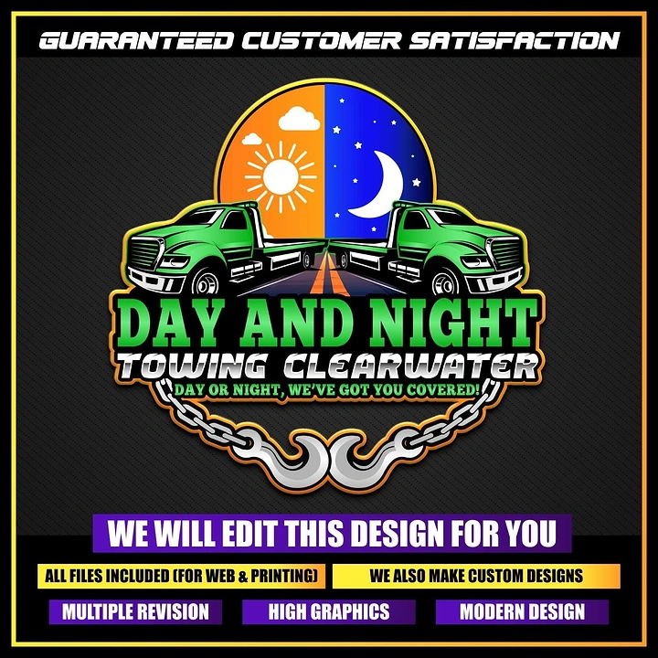 Towing & Roadside Assistance creative ad: Day-night service visual metaphor
