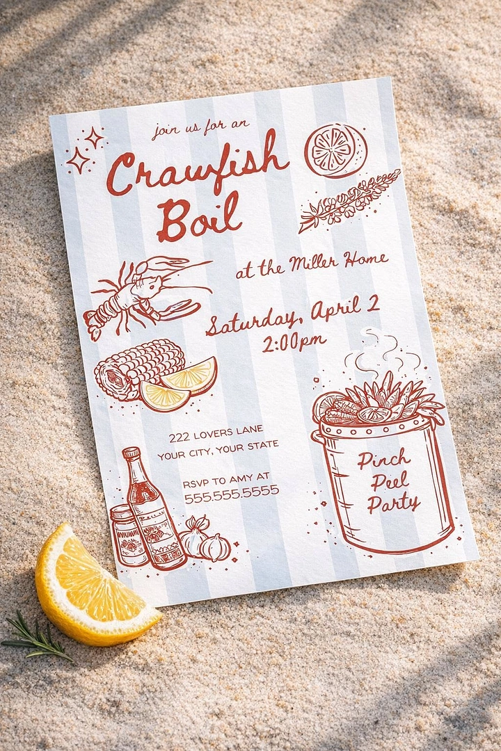 Seafood Restaurants creative ad: Hand-drawn invitation with playful pinch pun