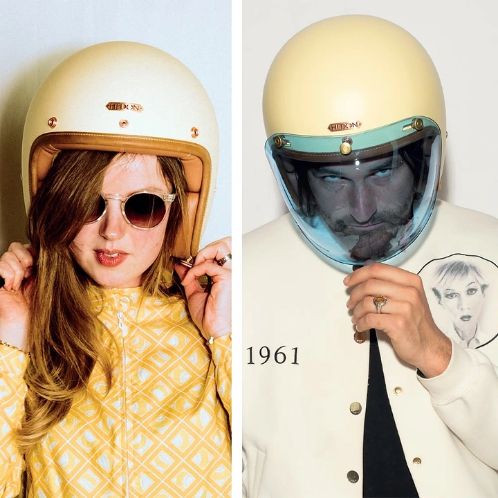 Helmets & Riding Gear creative ad: Heritage juxtaposition connects past and present