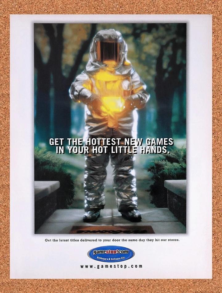 Gaming & Esports creative ad: Hazmat suit holding hot new games