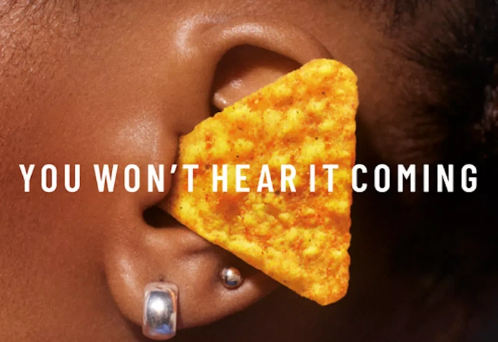 Snacks & Namkeen Brands creative ad: Silent crunch: chip on ear