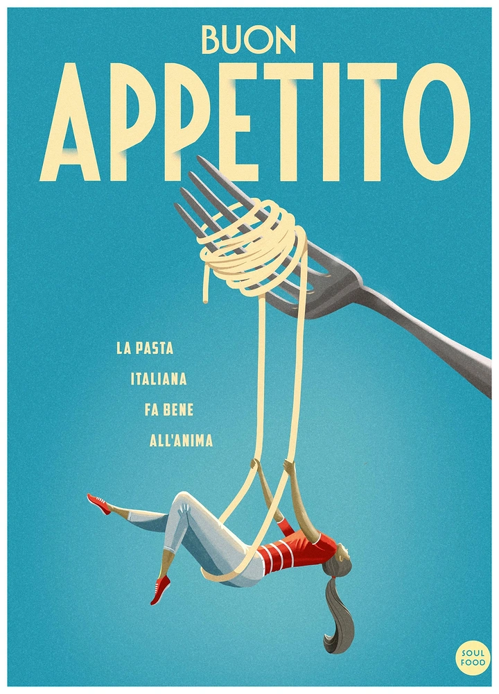 Italian Restaurants creative ad: Pasta creates a playful scene