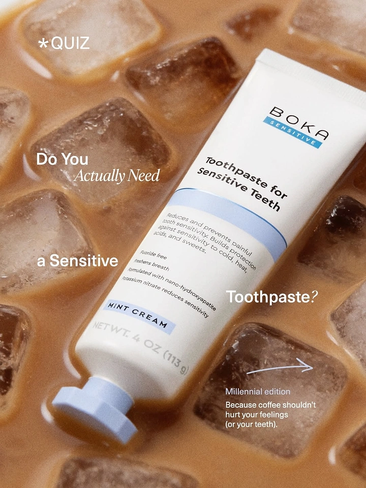 Toothpaste & Oral Care creative ad: Toothpaste submerged in sensitivity-triggering coffee