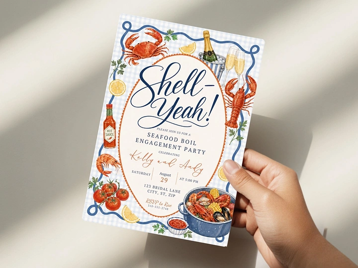 Seafood Restaurants creative ad: Shell Yeah pun supports engagement-party theme