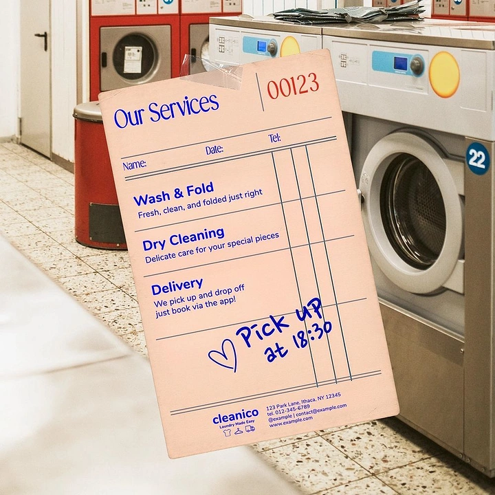 Laundry & Dry Cleaning creative ad: Service list as laundry claim ticket