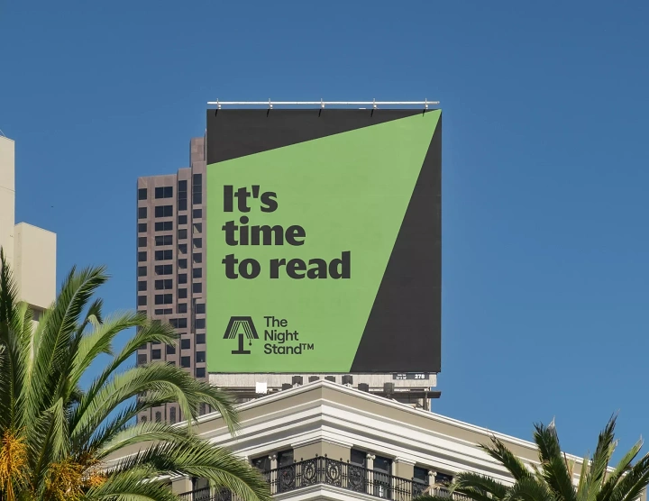 Bookstores creative ad: Reading-lamp light beam as bold graphic