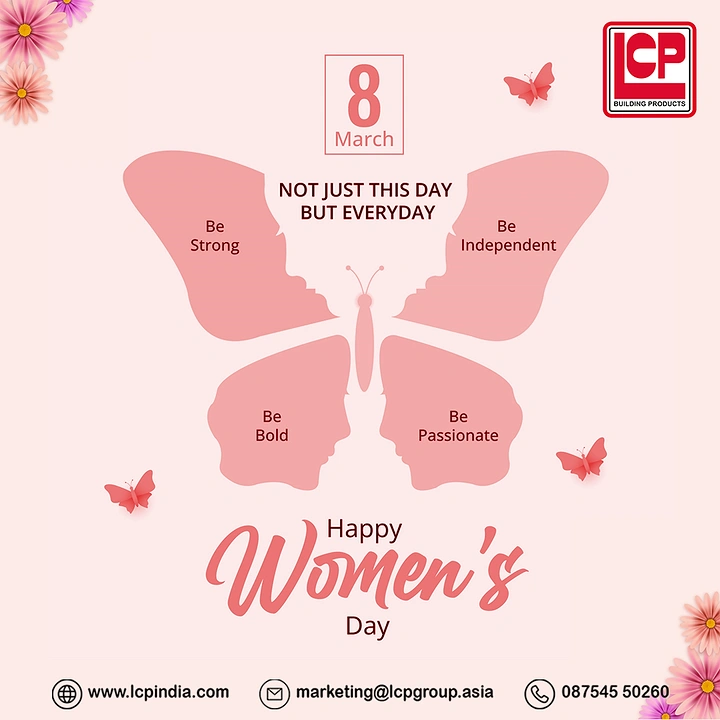 Women's Day creative ad: Butterfly wings formed from women's profiles