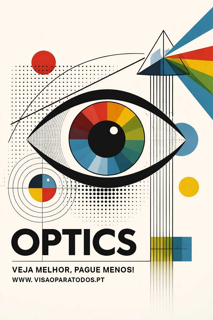 Opticians & Eye Care creative ad: Bauhaus eye with prism rainbow iris