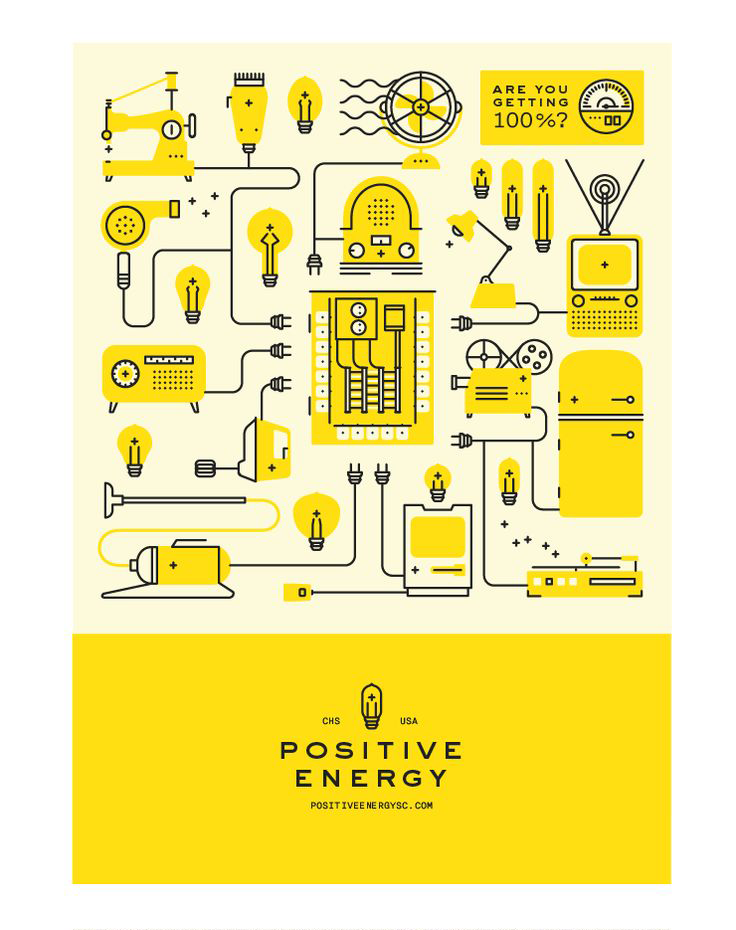 Instagram post: Wiring diagram poster, 'Positive Energy' pun