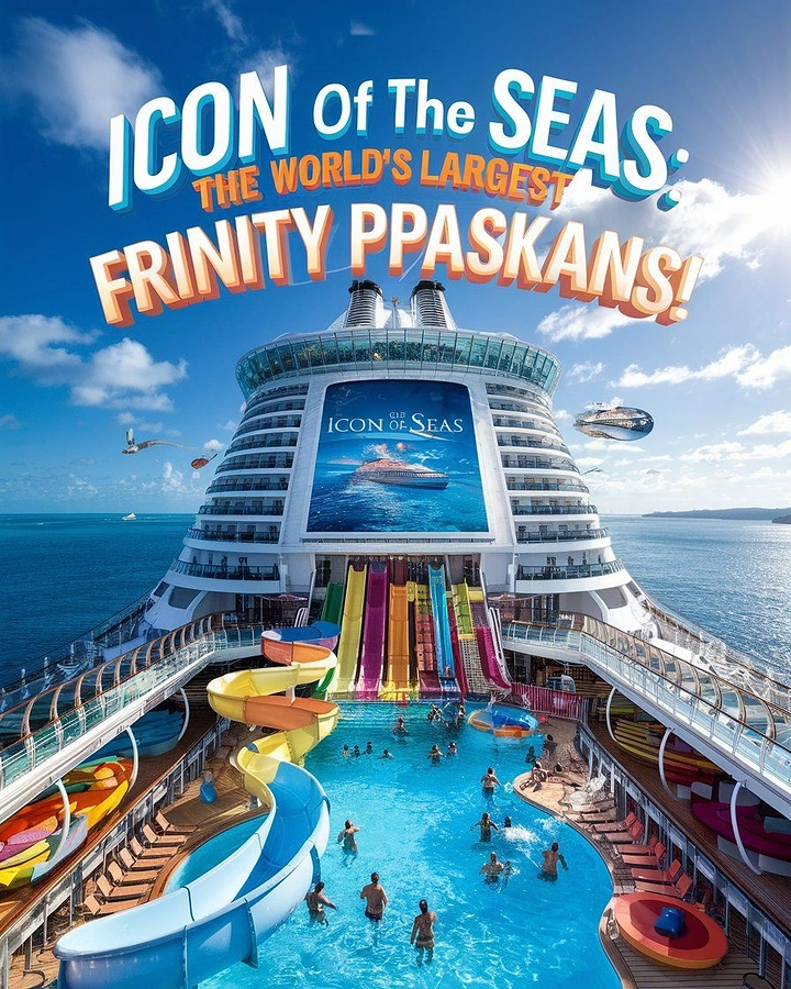 Cruises & Cruise Lines creative ad: Playful ship-as-waterpark headline concept