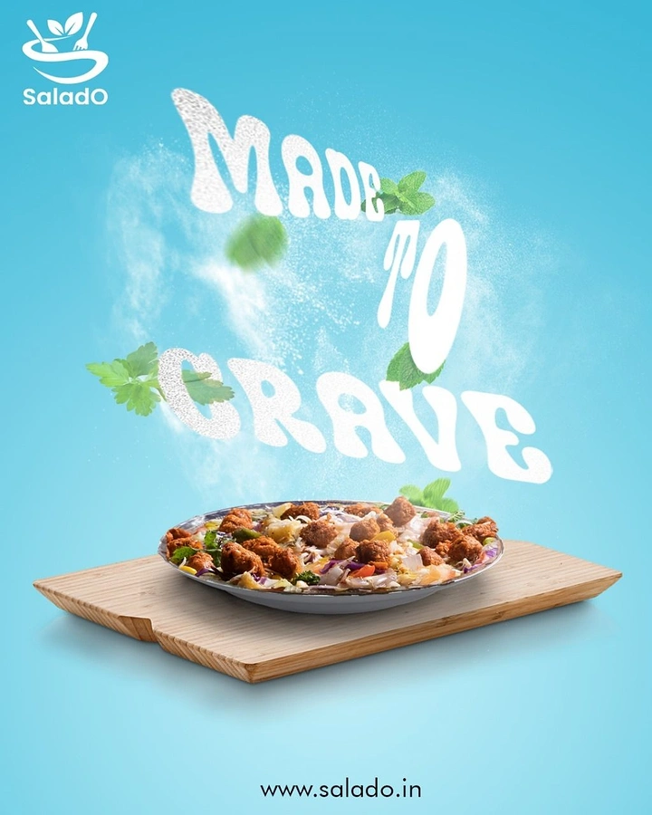 Salad Bars & Healthy Restaurants creative ad: Sky-like typography stages craving message