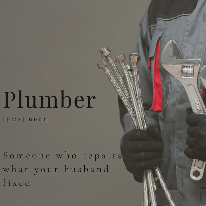 Plumbers creative ad: Dictionary definition joke about husband's fixes
