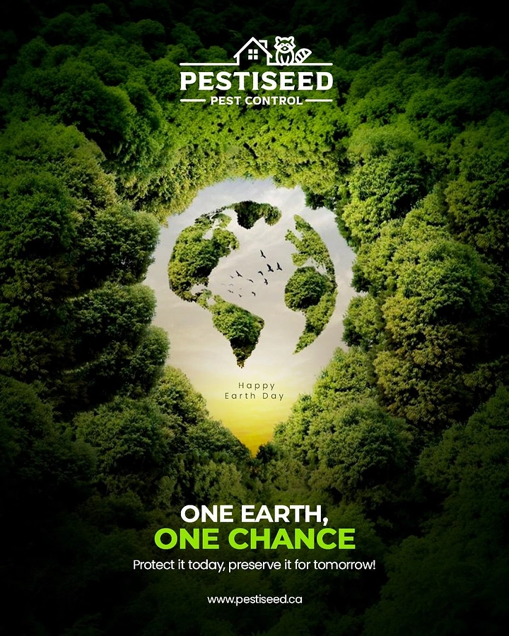 Pest Control creative ad: Forest canopy forming Earth, Earth Day