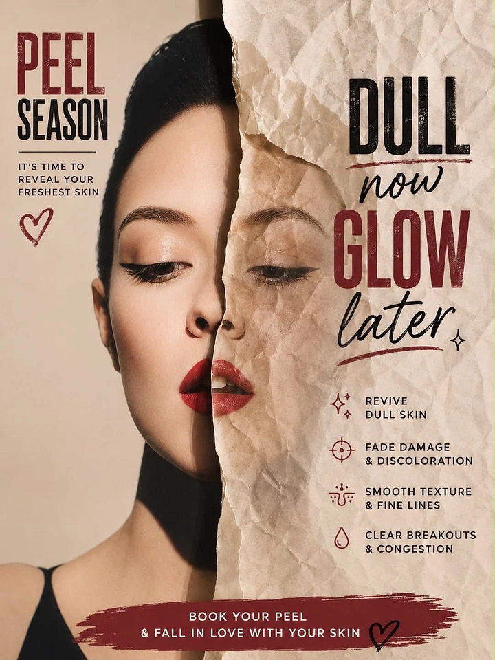Plastic Surgery Clinics creative ad: Torn-paper dull-to-glow transformation