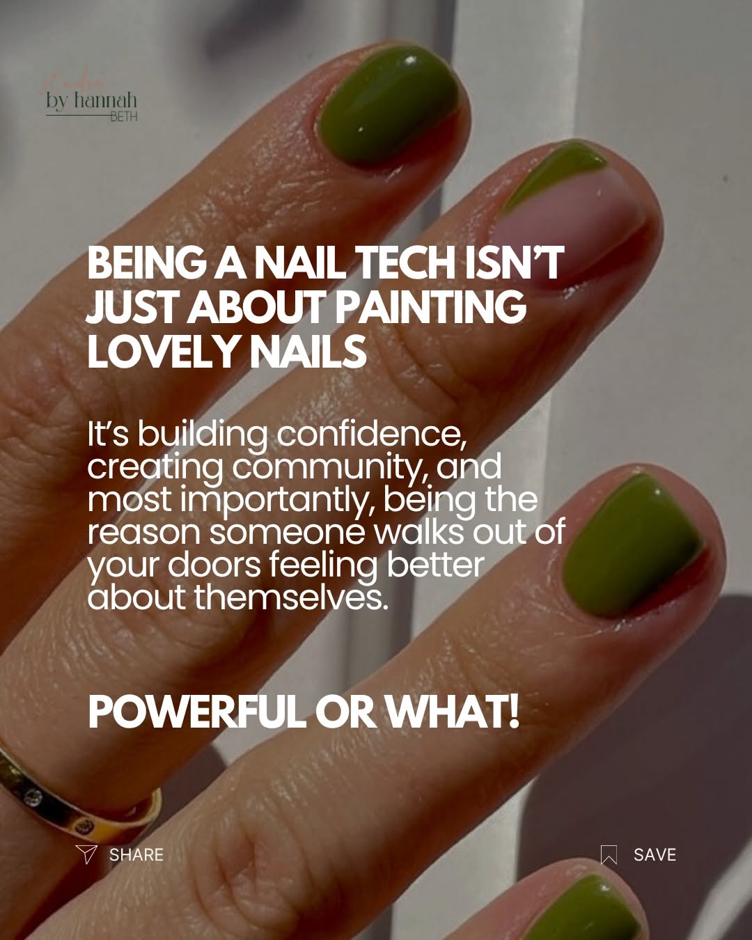 Instagram post: Witty 'Just a nail tech. Just?' copy, slide 3